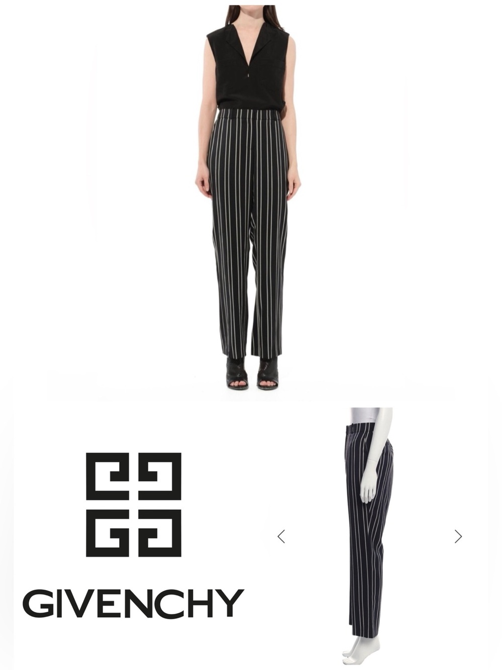 Givenchy Black and White Pinstripe Straight-Leg Trousers